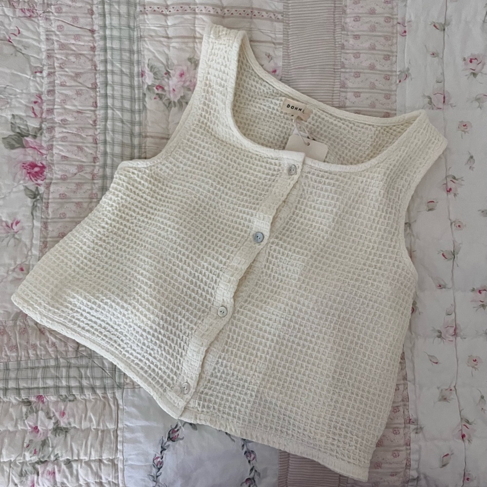 SOLD Donni Waffle Vest in Cream